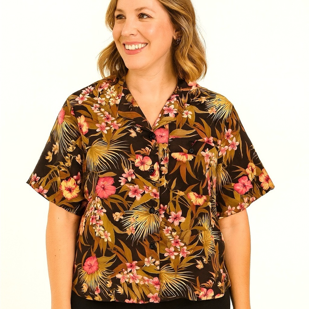 Vintage Sag Harbor Hawaiian short sleeve Top,Sz M